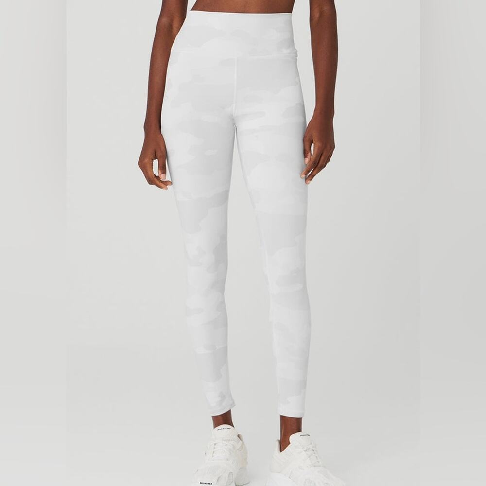 Alo Yoga High-Waist Camo Vapor White Grey Leggings Size XS